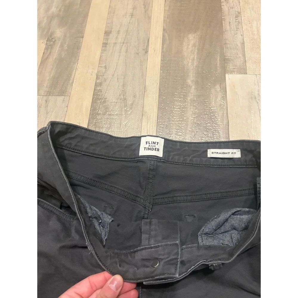 Flint And Tinder Mens 34x32 5 Pocket Pant Straight Fit Gray Stretch Chino